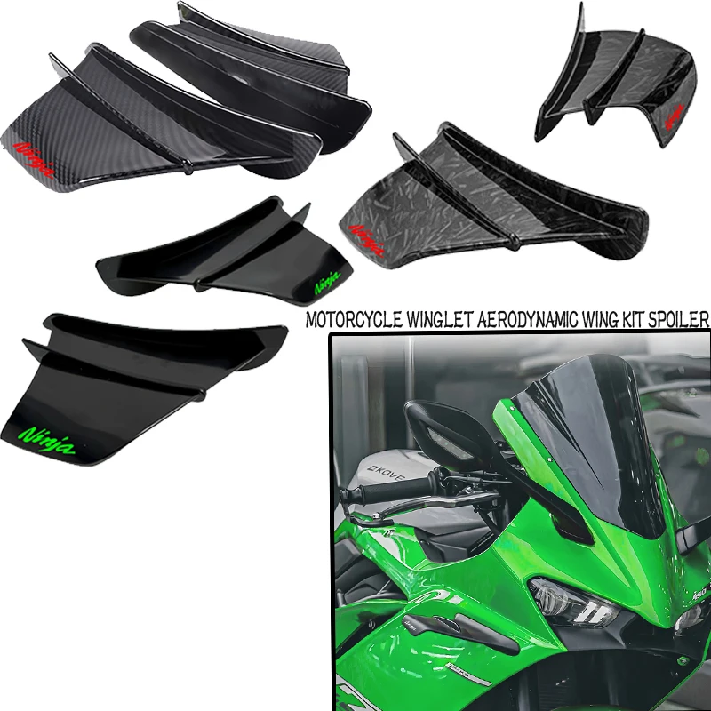 

Для KAWASAKI NINJA 300 400 NINJA 650 Z400 Z900 ZX-10R ZX-25R H2 вниз универсальный мотоцикл Winglet аэродинамический комплект крыльев спойлер