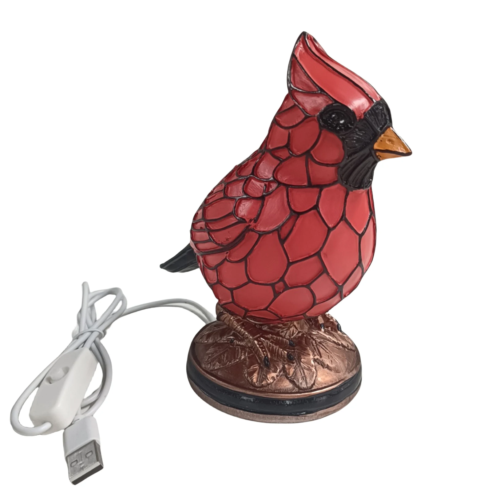 Resin Bird Lamp Christmas Art Decor Light Decorative Red Bird Table Lamp for Bedside Living Room Christmas Decor