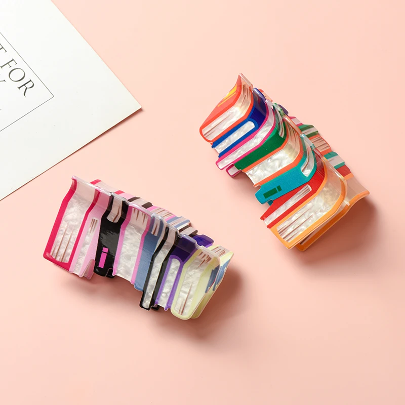 

1pc Korean Style Book shape Acrylic Water Ripple Plate Hair Clip For Women - Unique Design Hair Claw Hairpin Ornament