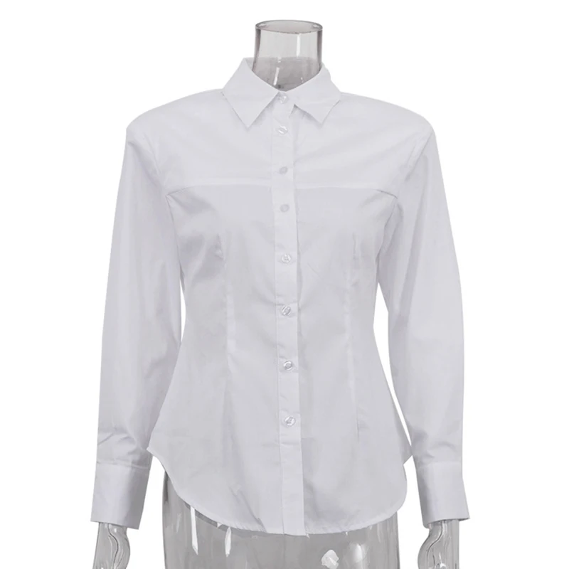 Tornova Commuting White Women's Shirt Female Casual Lapel Long Sleeve Top Single Breasted Solid Cardigan Top Female New Blouses