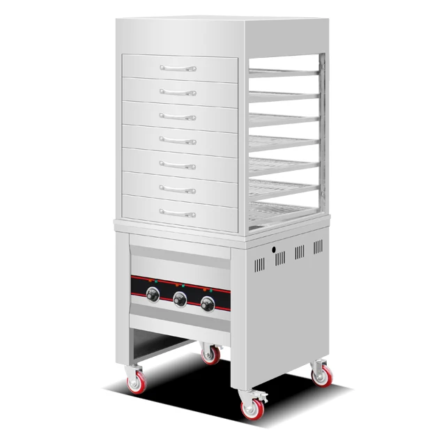 

Commercial Electric Food Steamer 7-Layer Glass Display for Bread Stainless Steel Bun Steamer