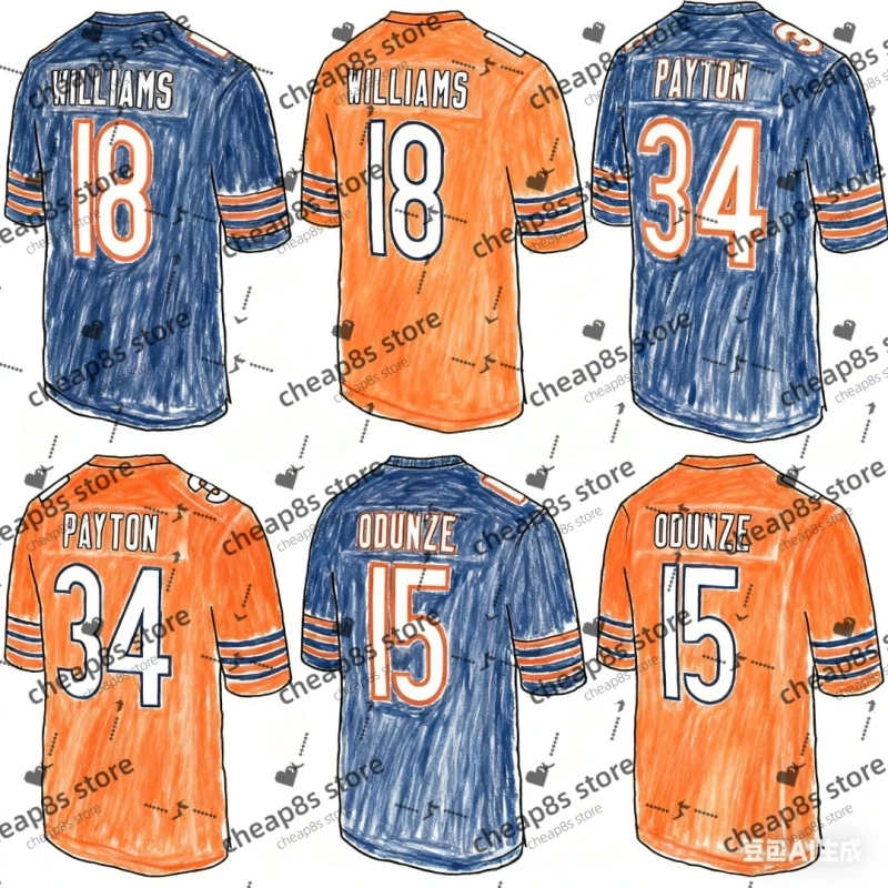 

Hot Selling Chicago American Football Jersey Colston Loveland Rome Odunze Payton Caleb Williams Jersey