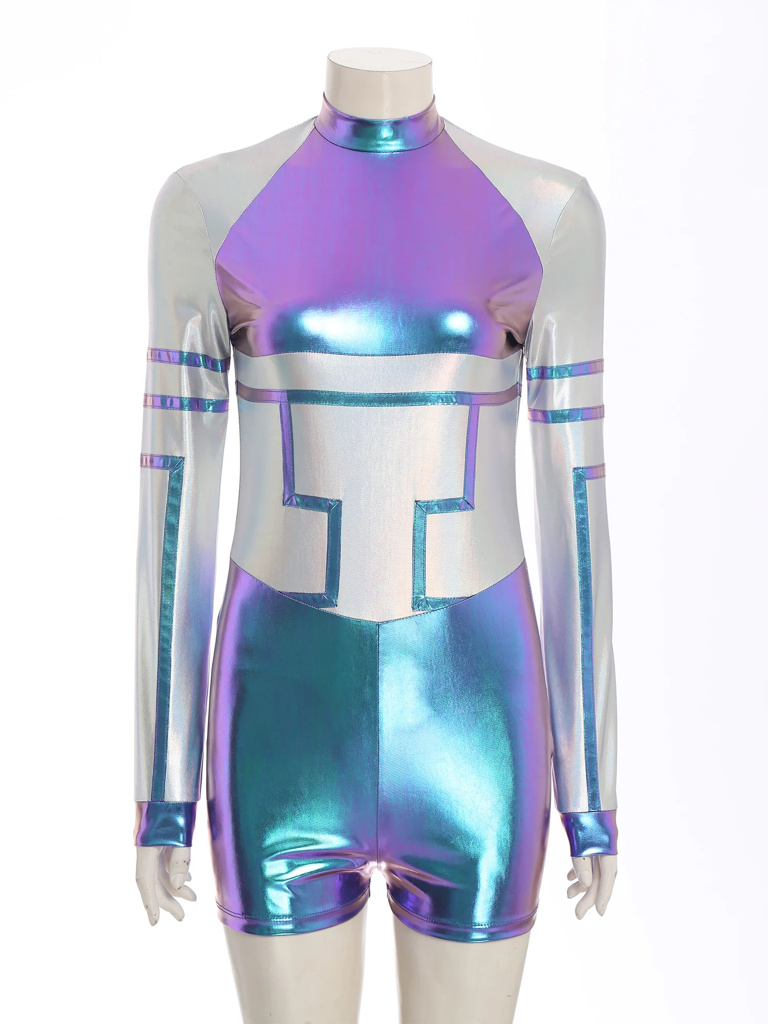 بدلة نسائية لامعة لرائد الفضاء، ملابس فضائية معدنية للبالغين، بدلات الفضاء الخارجي، أزياء تنكرية لحفلات الهالوين