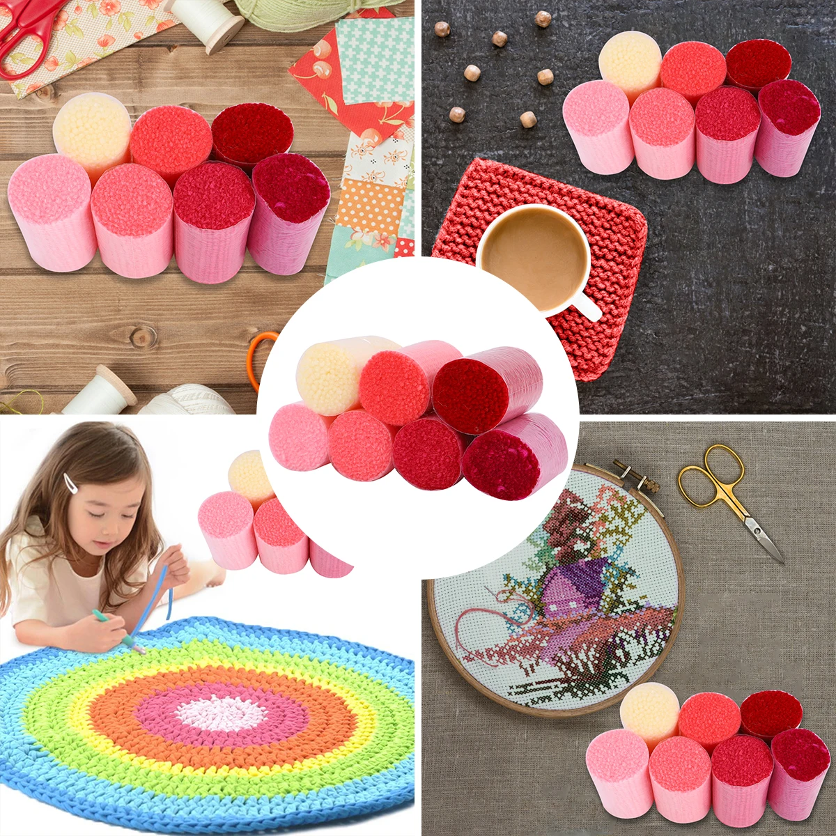 

18pcs Cross Stitch Yarn Cotton Knitting Thread Craft Diy Sewing Embroidery Projects Thick Woolen Yarn Red Color Fastness