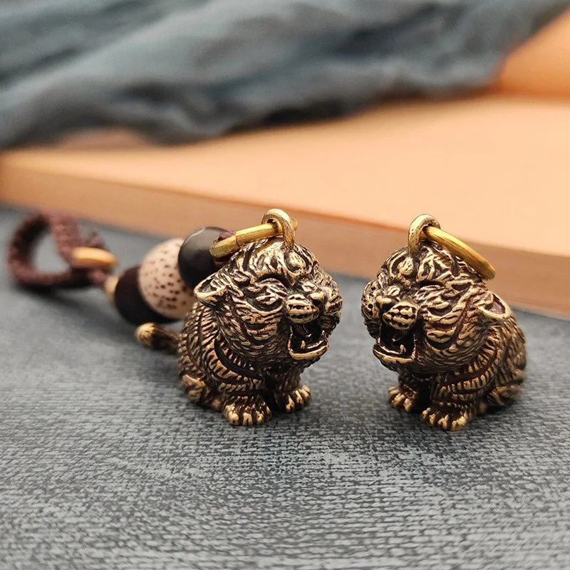 Metal Brass Tiger Key Chains DIY Hangings Jewelry Accessories Animal Figurines