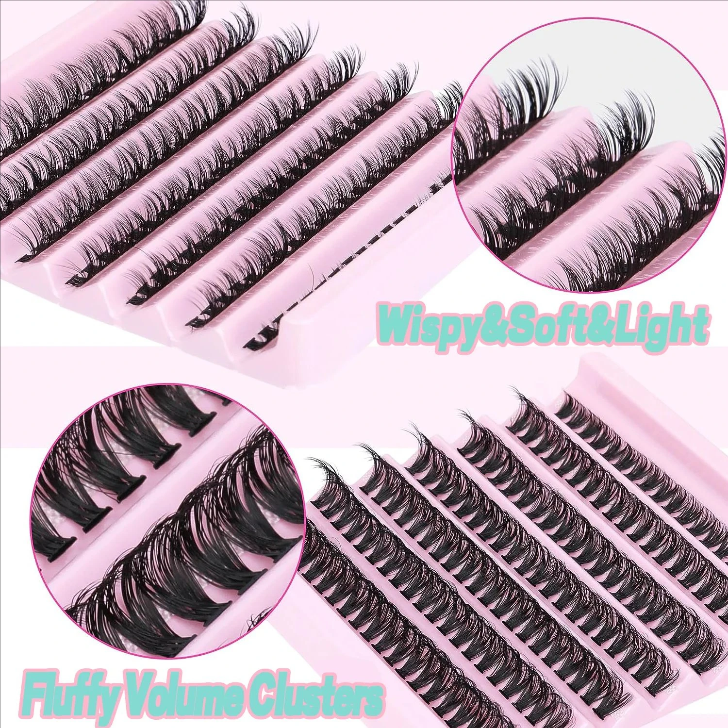 MJ 50P DIY Lash Clusters 140pcs D Curl Lash Extension Clusters 8-16mm Individual Lashes That Look Like Extension Fluffy