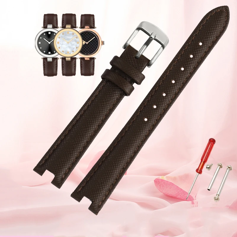 For Gu-cci Watch Strap YA141401 YA141505 Series GC Women's Watch Leather Watchband Notched 12x5mm 14x5mm Bracelet with Tools