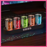 Digital Nixie Tube Clock With RGB LED Glows Light For Home Desktop Decoration DIY Idea Birthday Gift Easy To Use Wood Color