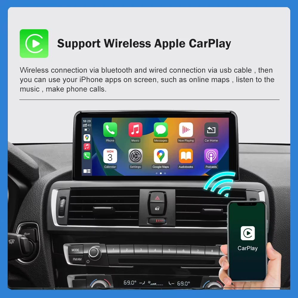 AUTOTOP 10.25 "1920*720 اللاسلكية Carplay أندرويد السيارات سيارة مشغل وسائط متعددة ل F20 F21 F22 F30 F31 F32 F33 F34 F36 NBT 2013-2017