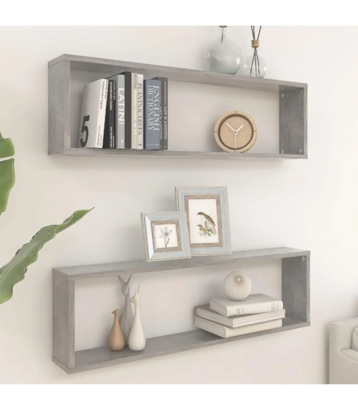 Shelves and shelving shelf cube wall 2 PAs agglomerate gray concrete 100x15x30 cm