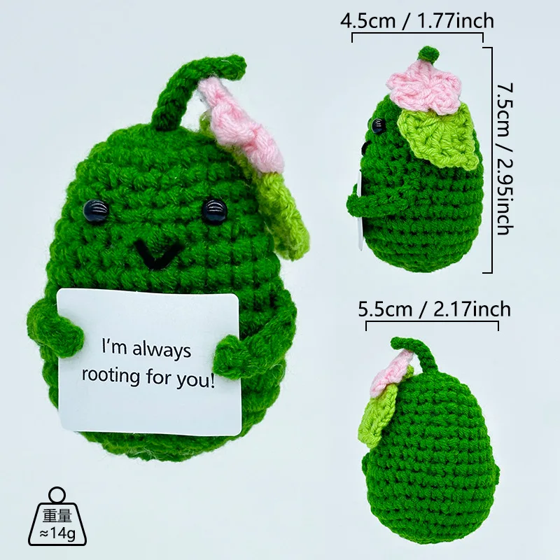 Funny Crochet Toys Positive Energy Orange With Card Emotional Support Crochet Cute Knitted Toys Home Room Decor Christmas Gifts