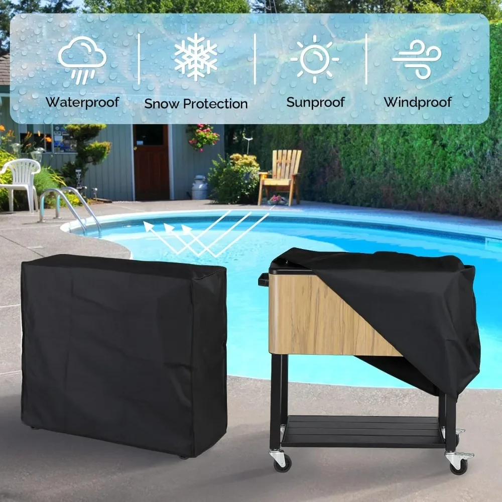 80 Quart Party Ice Cooler Table with Wheels, Cover and Water Pipe, Patio Coolers Cart for Patio Pool Party, Ice Cooler Table