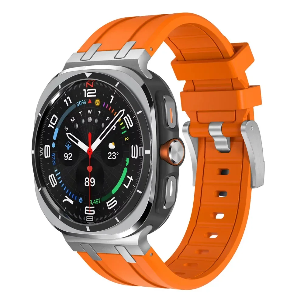 Liquid Metal Connected Silicone Strap For Samsung Galaxy Watch Ultra 47mm Replacement Bracelet Wristband Galaxy Watch Ultra Belt