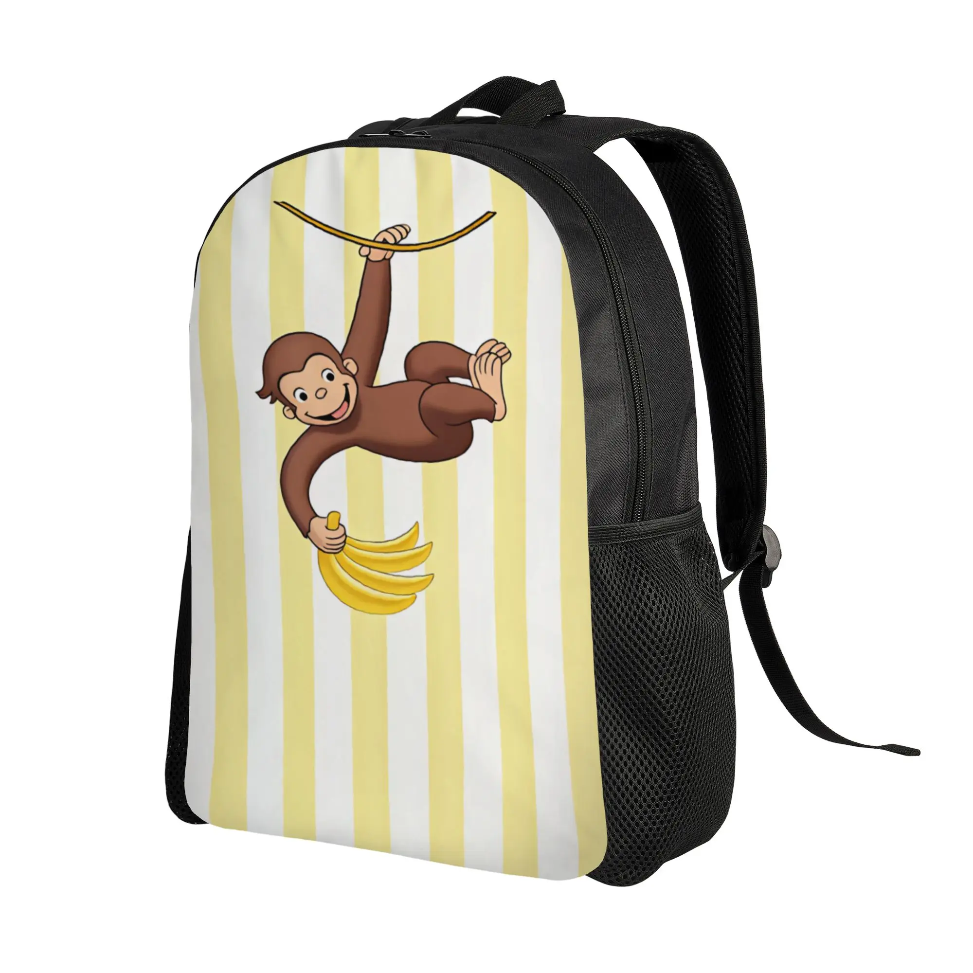 Curious George Monkey Backpack  Male Polyester Trekking Backpacks Breathable Cute High School Bags Rucksack