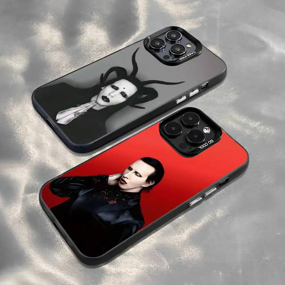 

S-Singer M-Marilyn M-Manson Phone Case For iPhone 17,16,15,14,13,12,11 Plus,Pro Max,XS,Colorful Silver Phone case Funda Cover
