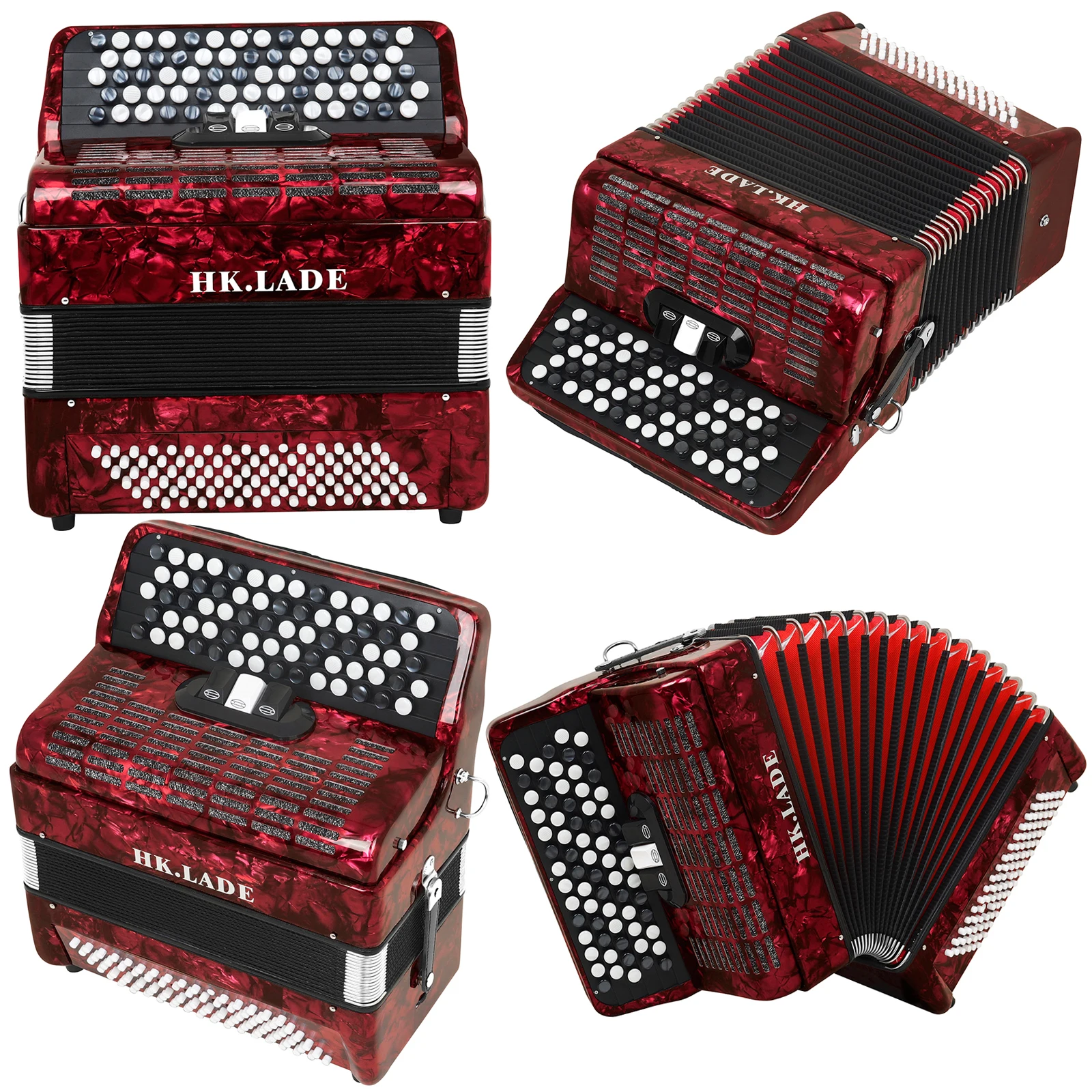 HK · LADE AH-120 Red Accordion 60 Key 69 Bass 3 Keyboard Voice ...
