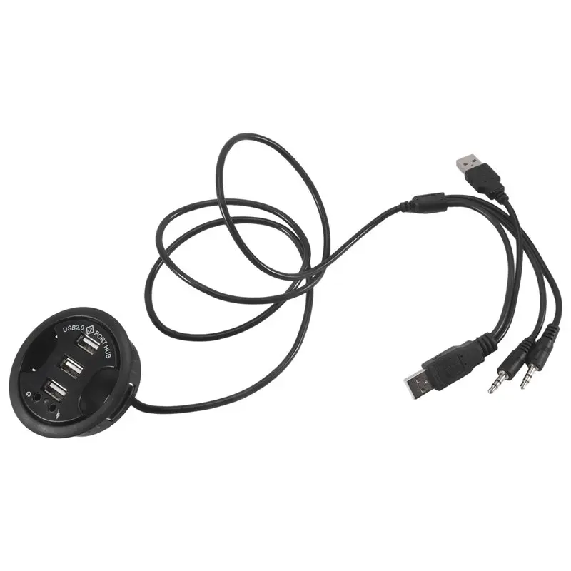 Delicate Texture-USB Hub USB 2.0 Desktop Grommet USB 2.0 Hub Audio Desk Mount Adapter 3 Port Mount In Desk Multi USB 2.0 Ports