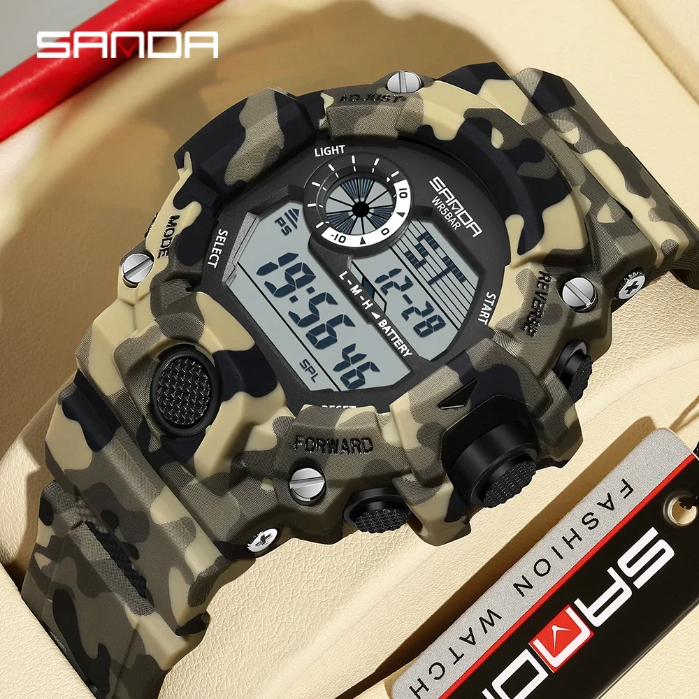 

SANDA 2183 Men's Electronic Watch Camo Series Fashion Military Multi functional Student Watch Waterproof Electronic Men's Watch