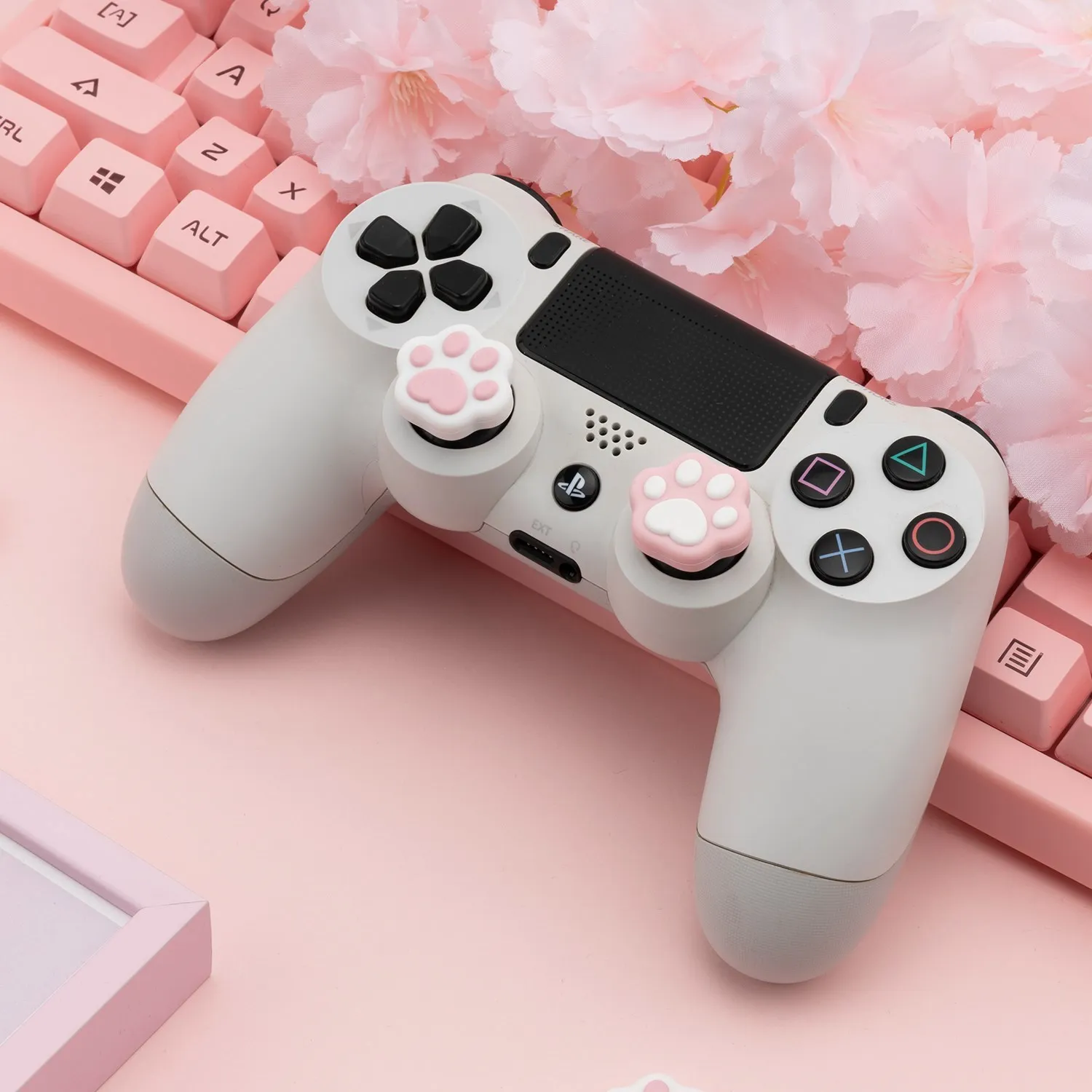 GeekShare-Tapas de agarre para el pulgar de Sony PS5, tapas de Joystick de silicona suave, cubierta de balancín de gatos lindos para PS4, accesorios NS