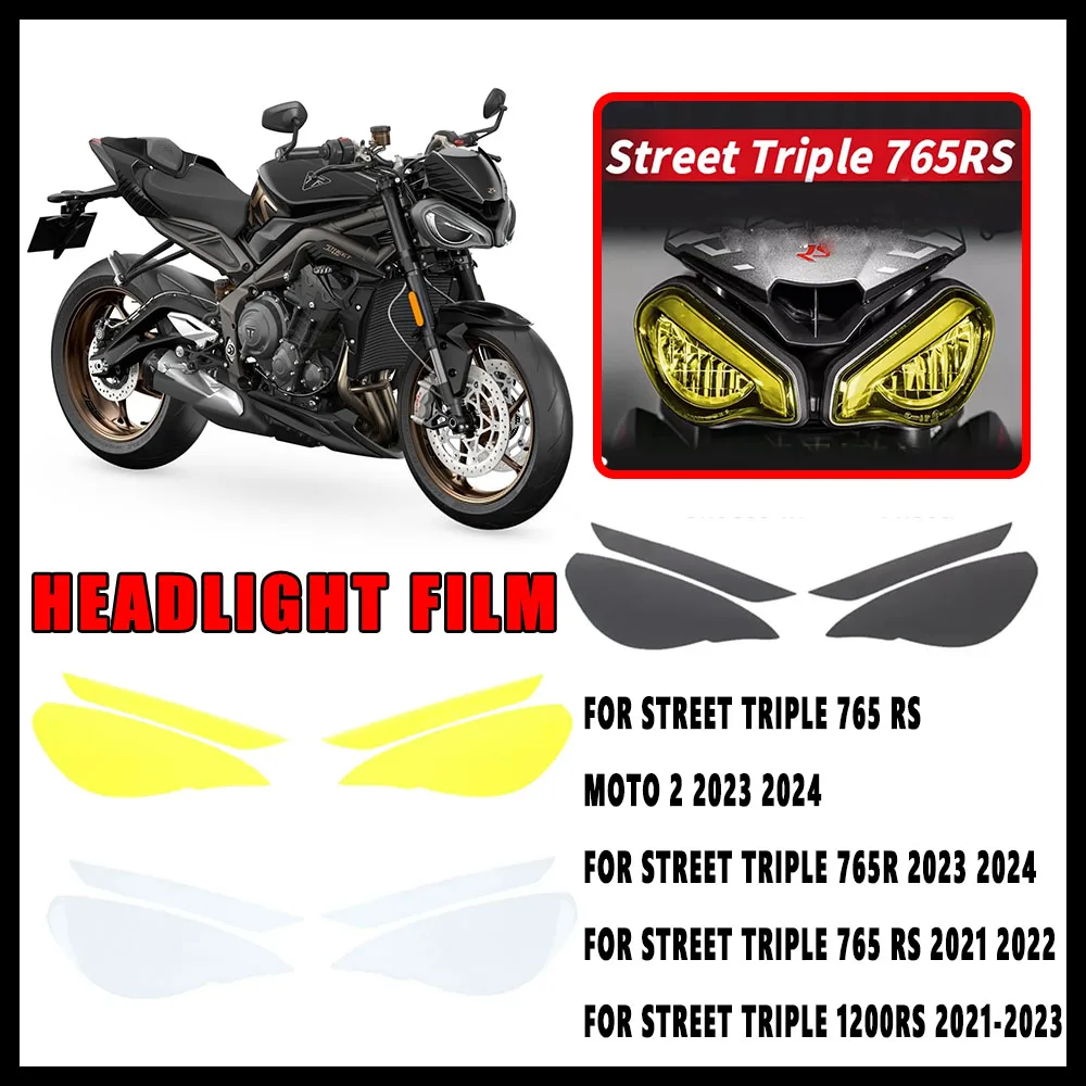 

Для Triumph Street Triple 765 RS MOTO2 2023 + новые аксессуары для мотоциклов, трехцветная пленка для фар, защитная пленка, наклейка