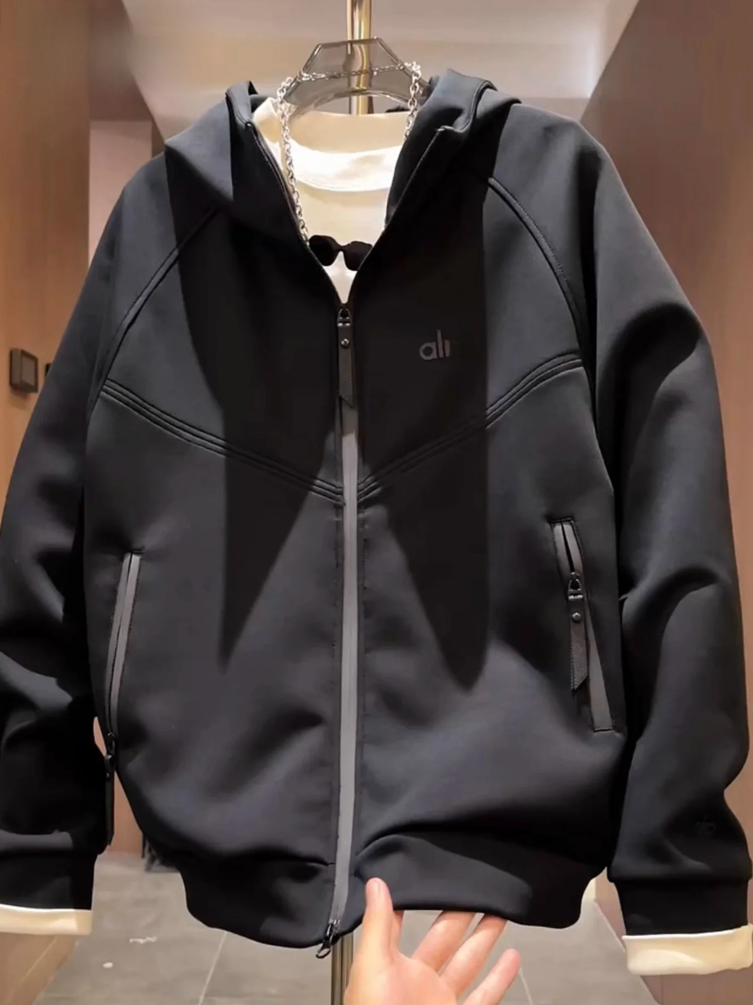 

High-End Casual Men's Jaet 2026 New Trendy Autumn Winter Sports Hooded Zipper Decoration Print Splice ket Men's Faion Top