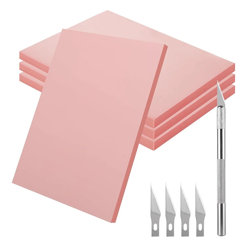 TOP 4 Pieces Rubber Carving Blocks, 8 X 12 Linoleum Blocks For Printing, Stamp Carving Kit, For Stamp Carving, DIY