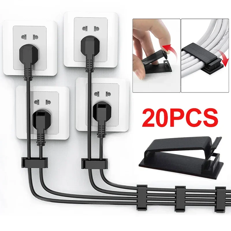 1-20Pcs fascetta fermacavi autoadesiva fermacavi fermacavi Organizer per auto Home Office gestione del cavo dati avvolgicavo USB