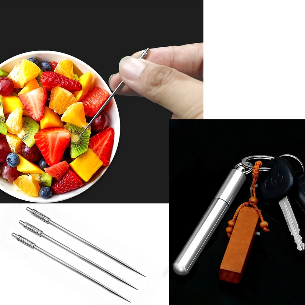 Stainless Steel Toothpicks Small Portable Toothpicks Travel Pocket Toothpicks Reusable Metal Toothpicks Fruit Picks - view 6