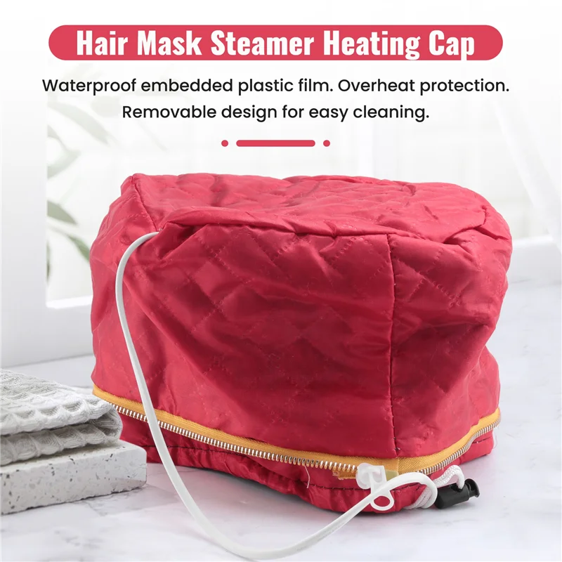 BAAN-Masker Rambut Pengontrol Suhu Pemanas Termal AC100-240V Semua Jenis Pengukus Rambut Listrik 50-75W 50-60Hz Topi Steker UE