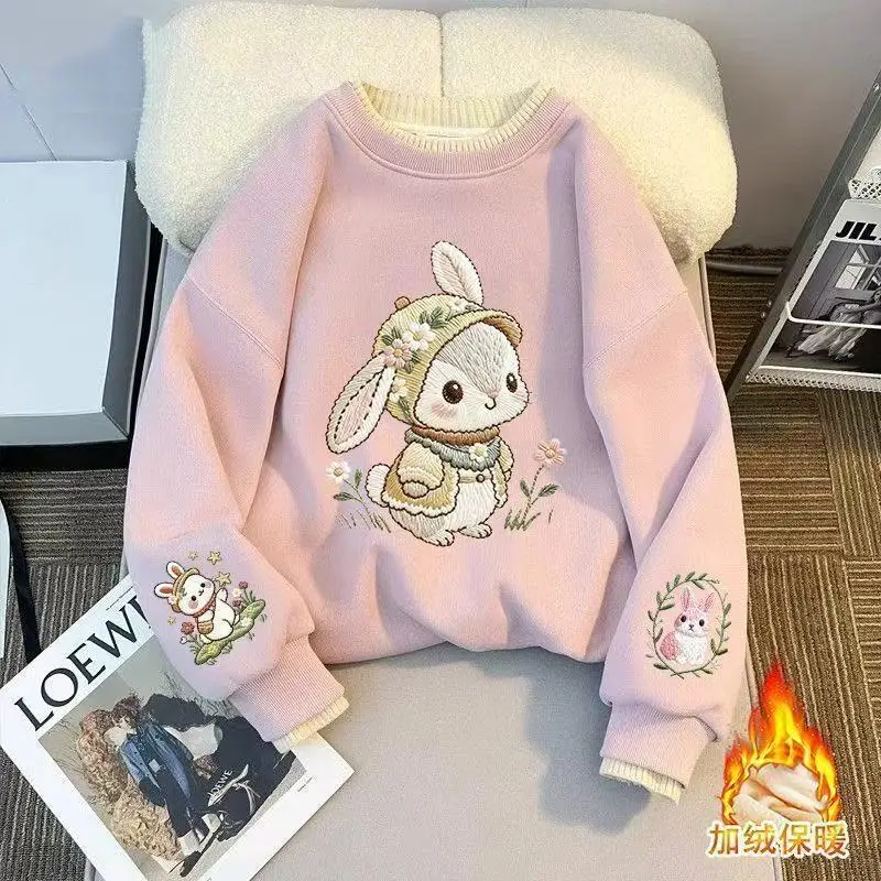 

Girls' Round Neck Hoodie Autumn And Winter 2026 New Children's Casual Printed Top Long Sleeve Sweater