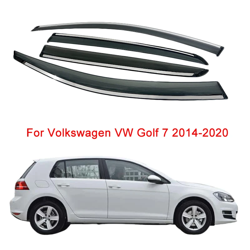 Chrome Window Visors For Volkswagen VW Golf 7 2014-2020 Cars Accessories Window Visors Rain Sun Guard Shades Weathershields