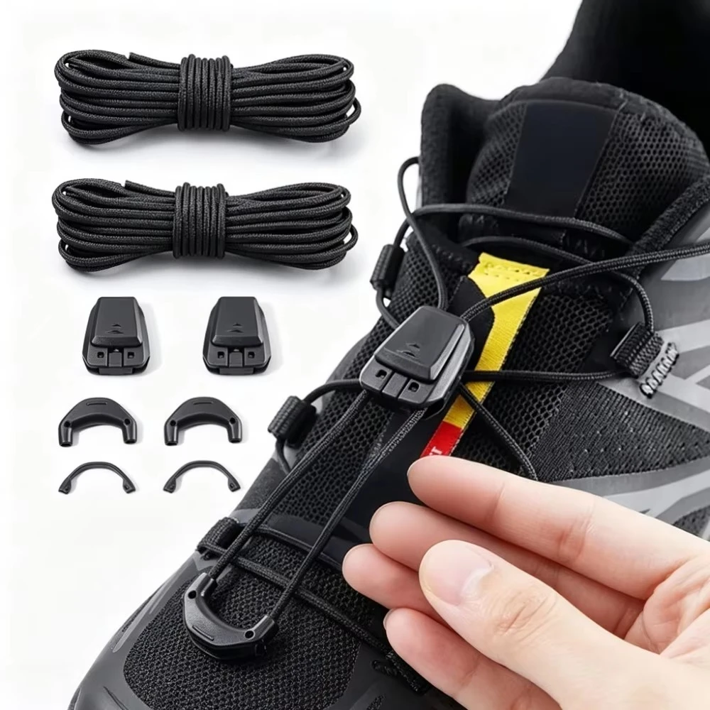 1 Pair No Tie Round Shoelaces, Quick Lazy Universal Replacement Shoe Strings for Salomon Tennis Sneakers Daily Sports Shoes