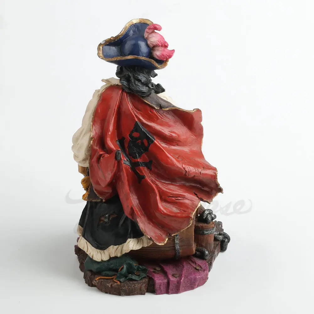 Legendary Pirate Statue Resin Figurine Caribbean Captain Sculpture for Home Office Bar Decor Living Room Ornament Birthday Gift