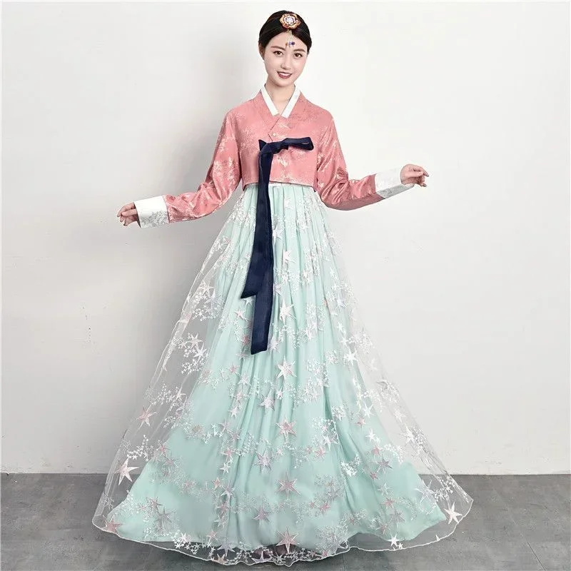 

Trajes boda corte Hanbok para mujer, trajes baile escenario, temperamento elegante, Vintage, coreano tradicional, nu