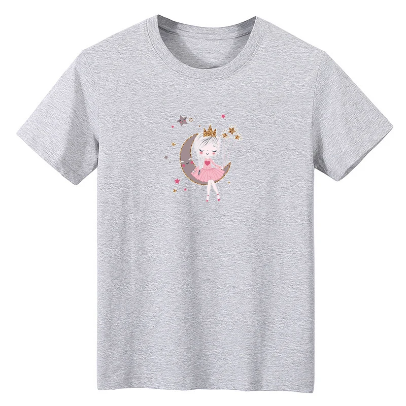 Women Moon Girl Graphic T Shirt Cute 2024 Streewear Clothes Tops Tee