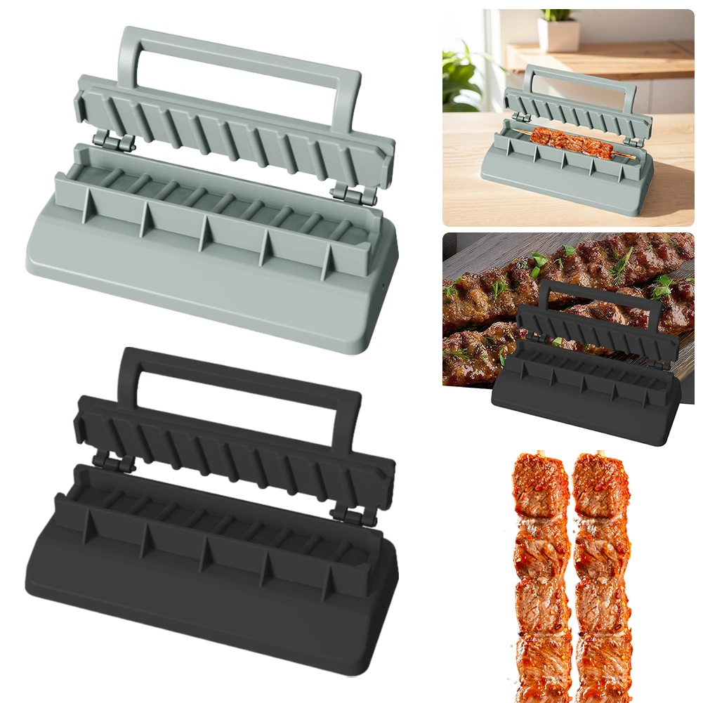 

Kebab Press Plastic Manual Kabob Mould Portable Reusable Barbecue Meat Skewer Machine BBQ Companion for Home Chefs