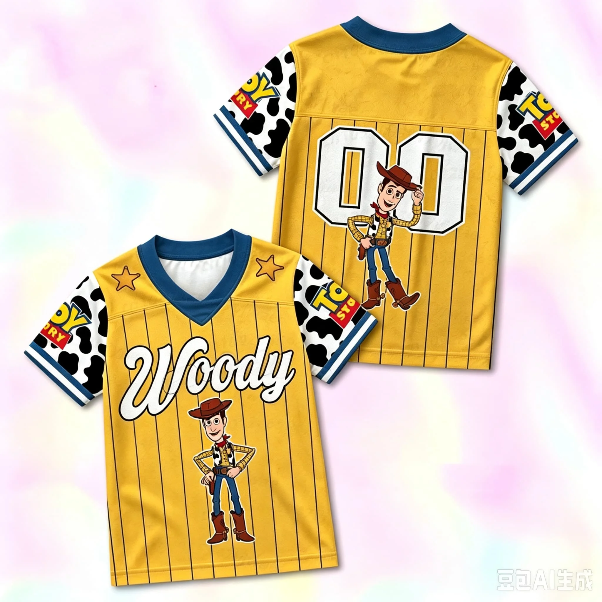 27-26 Hot Cartoon Graphic Printed Jersey Buzz Woody Jessie Fashion Casual Streetwear Cosplay Tee Summer T-Shirt Family Matching