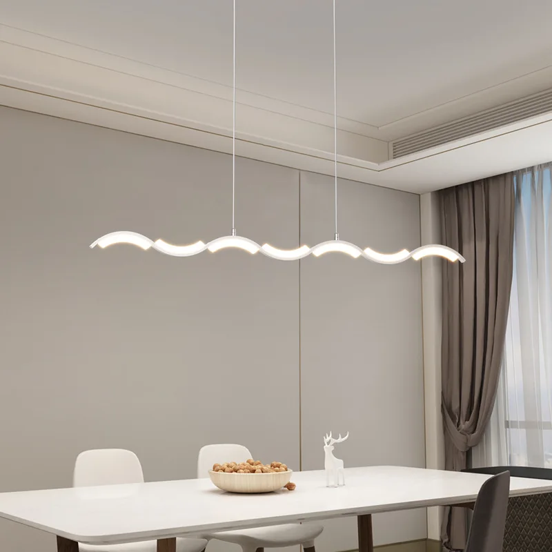 2025 new high-end one-word strip dining room above dining table home family bar restaurant main light chandelier