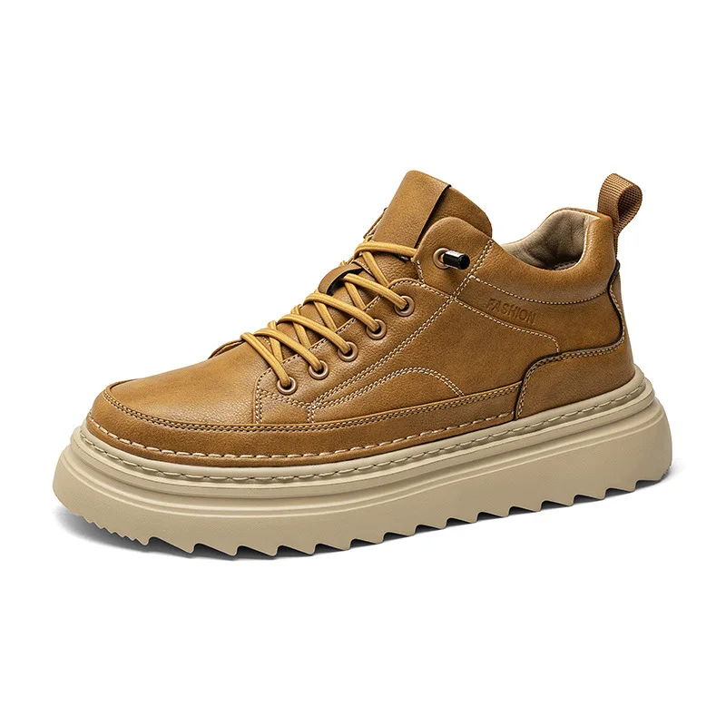 

Мужские ботинки осенне-зимние на толстой подошве, высокие, повседневные, кожаные, модные, для активного отдыха, спортивные.