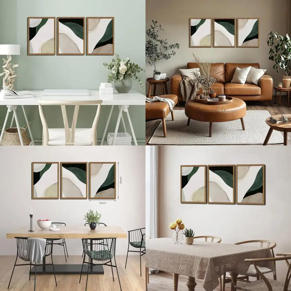 

Modern Minimalist Green Abstract Wall Art, 16x24 Canvas Prints for Home & Office Decor