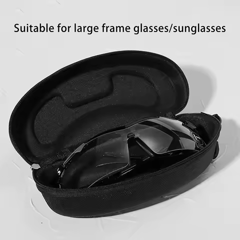 Portable EVA Glasses Case With Carabiner Hook Black Sunglasses Hard Case Zipper Eyeglasses Protector Box Holder