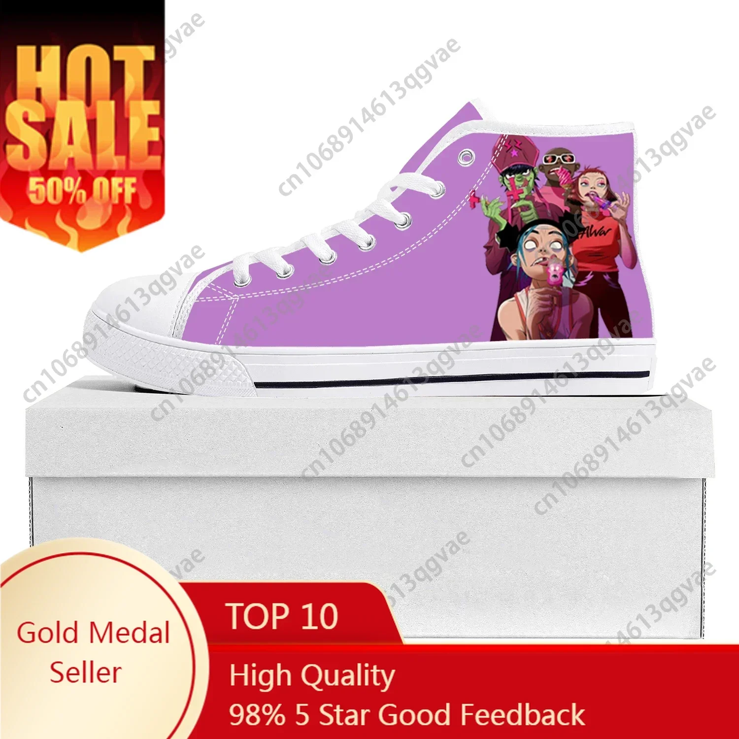 

Gorillaz Virtual Rock Band Fashion High Top High Quality Sneakers Mens Womens Teenager Canvas Sneaker Couple Shoes Custom Shoe