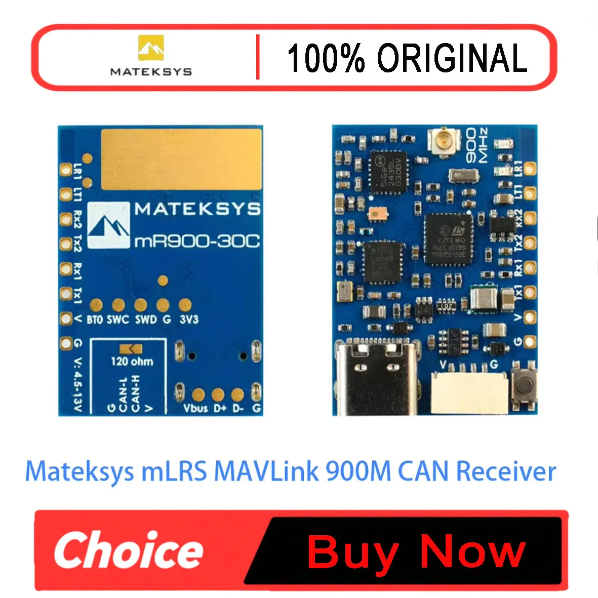 MATEK Mateksys mLRS MAVLink 900M CAN Receiver mR900-30C For FPV Racing Drone RC Parts
