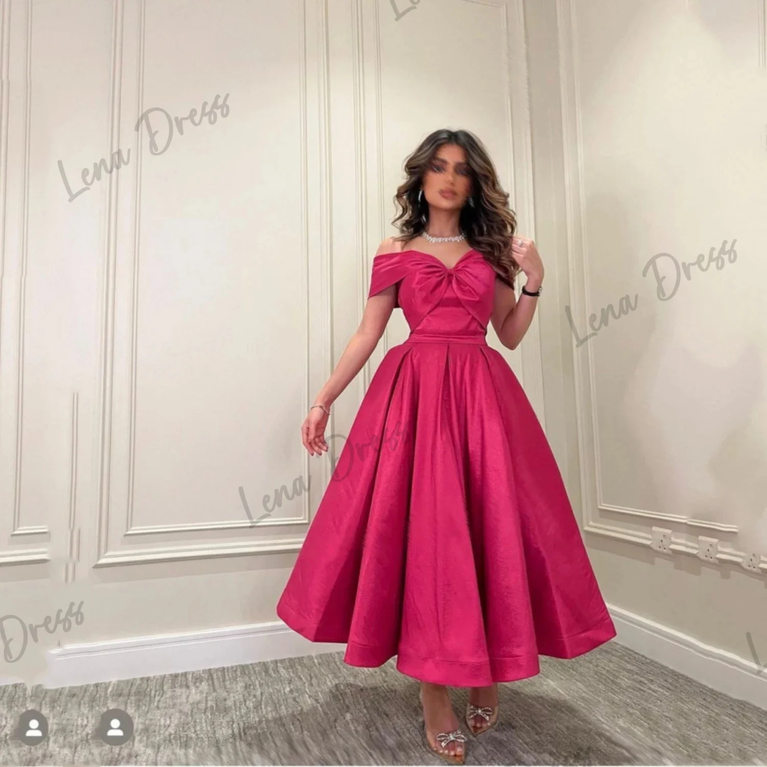 Lena Purple Red Ball Dress 2024 Off the Shoulder Formal Ball Dress V-neck Princess Long Evening Dress Party