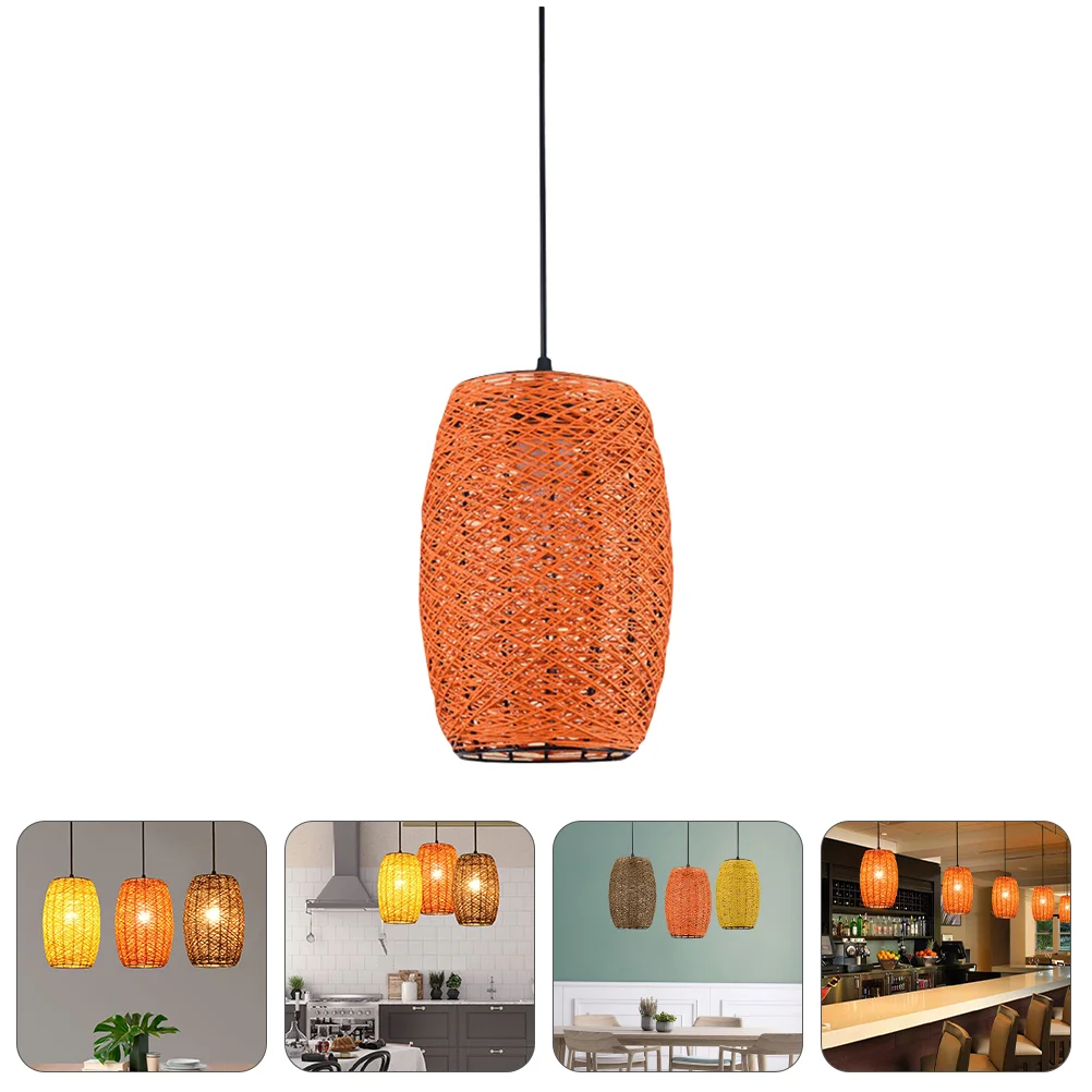 

Rattan Woven Chandelier Hanging Light Vintage Lamp Shades Lantern Bamboo Fixture