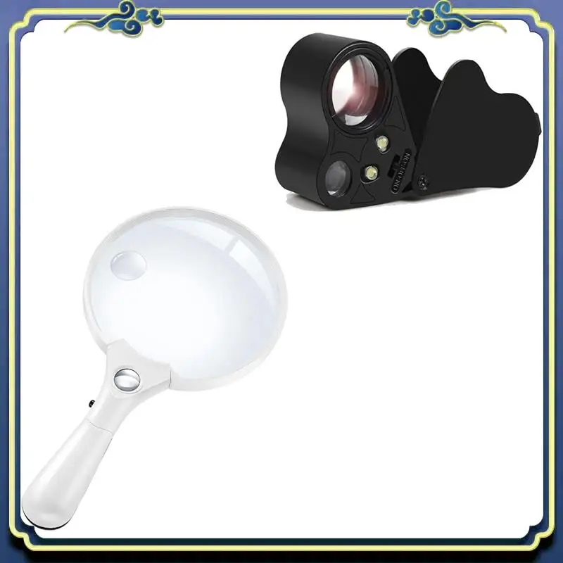 Portable 30X 60X Jewelers Loupe Bundle With 10X 20X 45X Large Magnifying Glass With Light For Seniors Reading, Inspection Coin