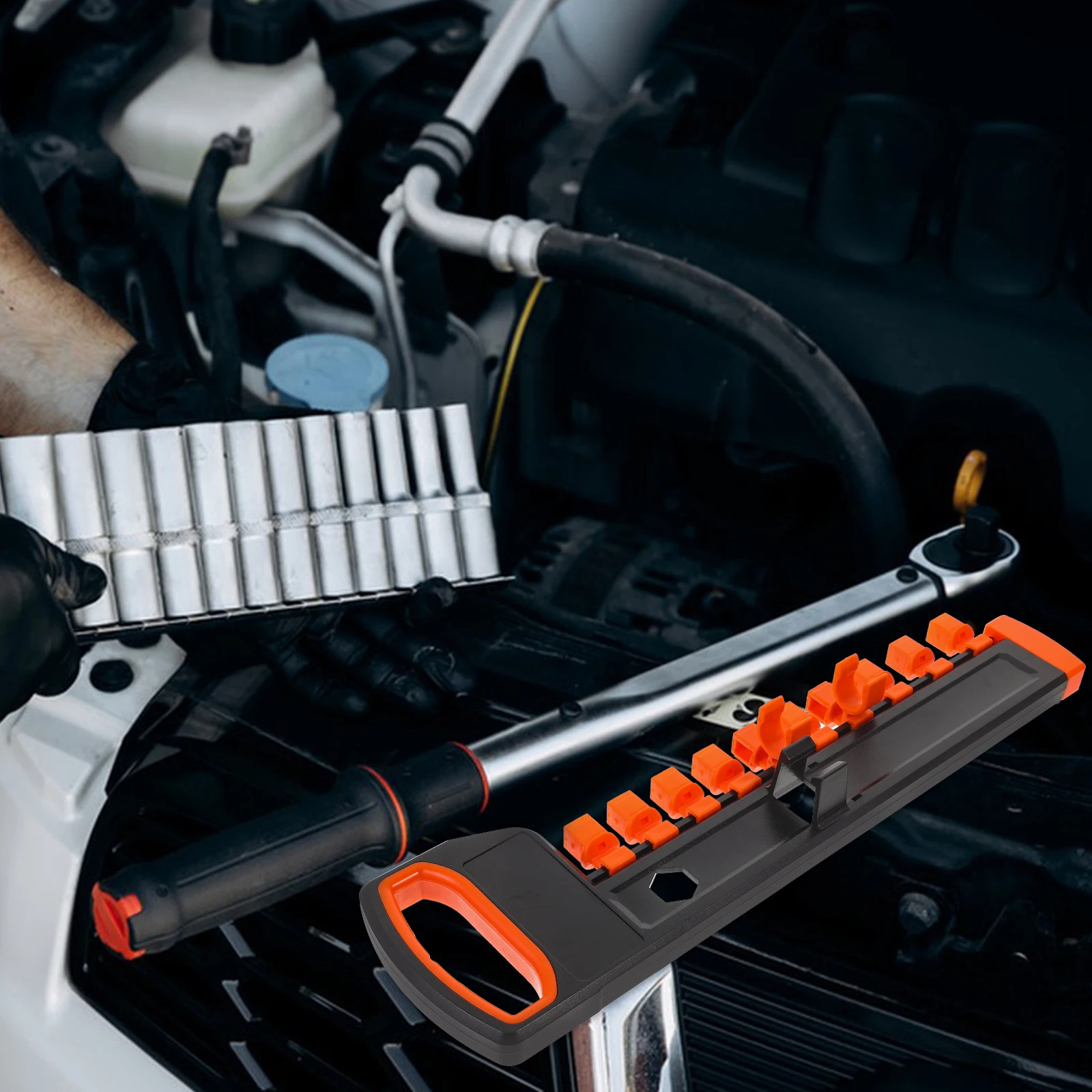 

Multi-Slots Organizer For Tool Box Ratcheting Wrench Holder Rack Wrench Storage Stand Garage Workshop Home Use Safe Material