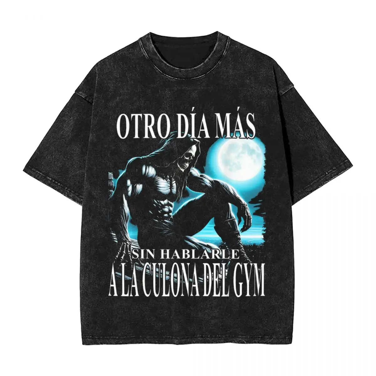 Calacas Chidas Gym Washed T Shirt Man Otro dia mas sin hablarle Y2K Casual T-Shirts Summer Harajuku Tees Loose Big Size Clothing