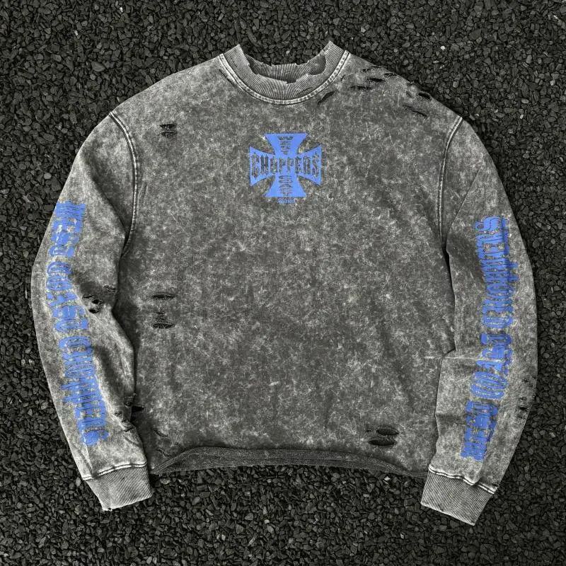 

Винтажные футболки с крестообразным принтом SAINT West Coast Choppers, толстовки с круглым вырезом для мужчин и женщин, хлопковая толстовка с капюшоном