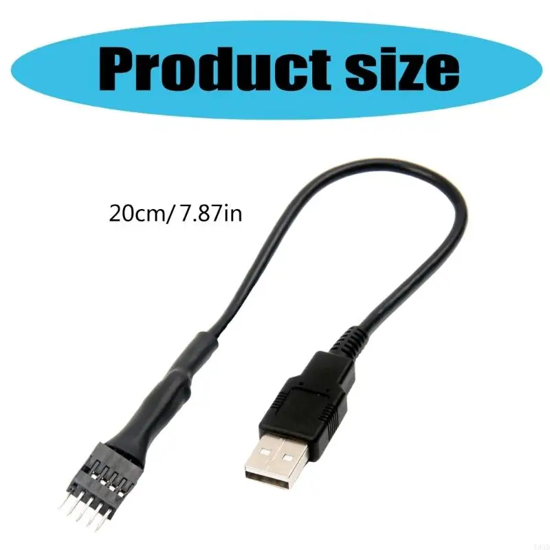 Y8AD 20cm 9Pin macho a USB externo A macho PC placa base Cable extensión datos interno